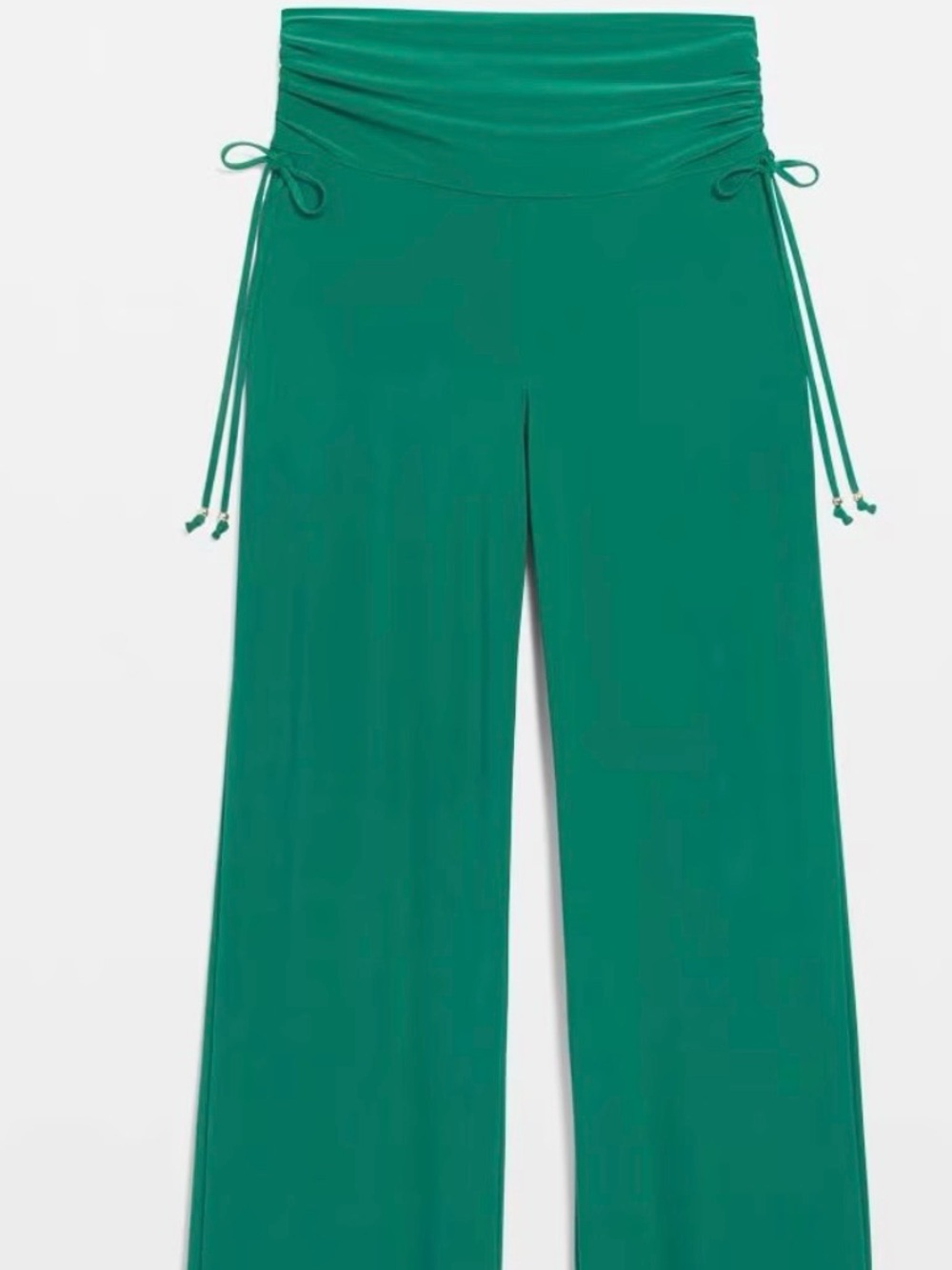 WHBM MJ Wide-Leg Ruched Waist Pants - color Tropical Teal, size Small NWT